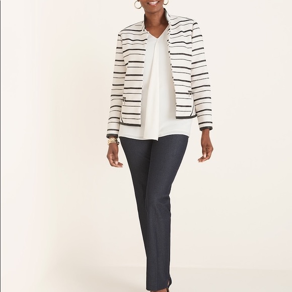 Chico’s Neutral Striped Blazer - Picture 5 of 6